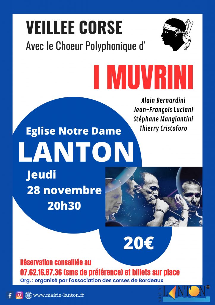 CONCERT - VEILLÉE CORSE AVEC I MUVRINI LE 28/11/2024